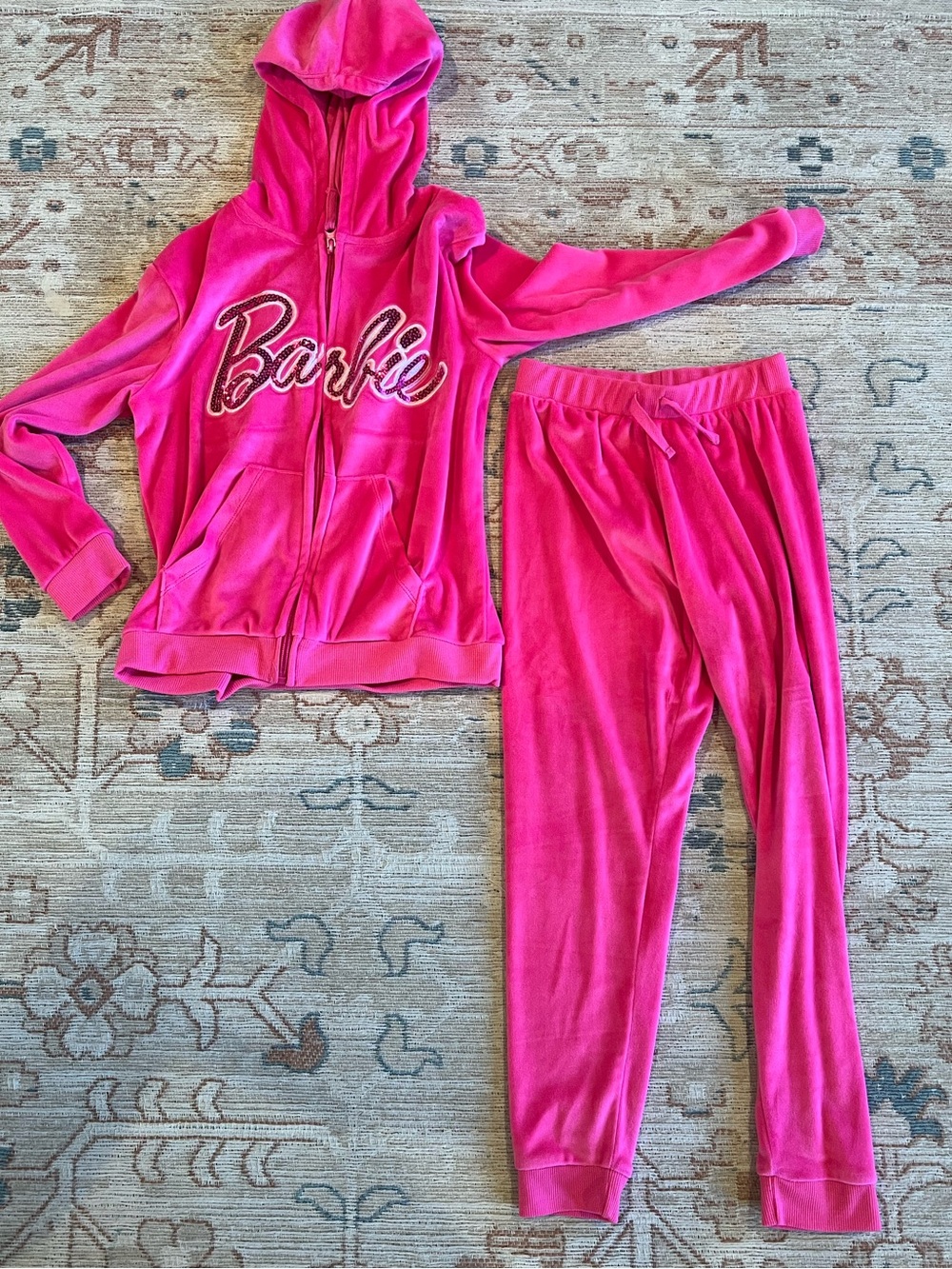 Barbie Bright Pink Velour Hooded Leisure Set